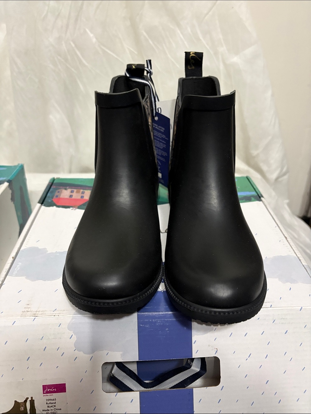 Joules Black Rain Boots size US 8 NWT